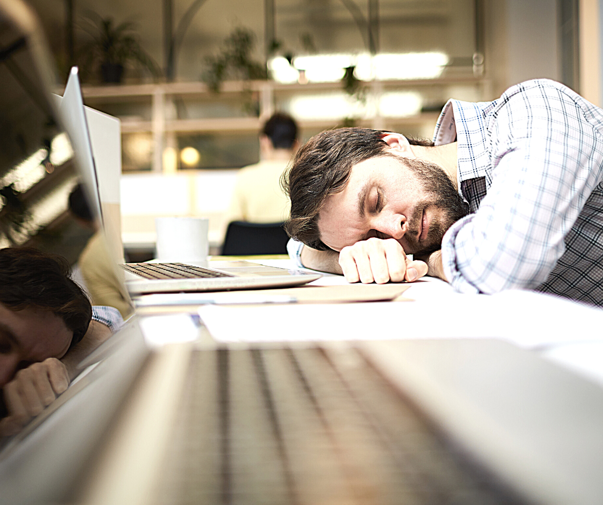 Leading Exhausted? Man Sleeping at work